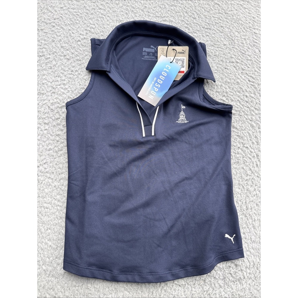 Puma Cloudspun Polo Golf Shirt Girls XS Navy Youth Sleeveless Tennis 625784-02